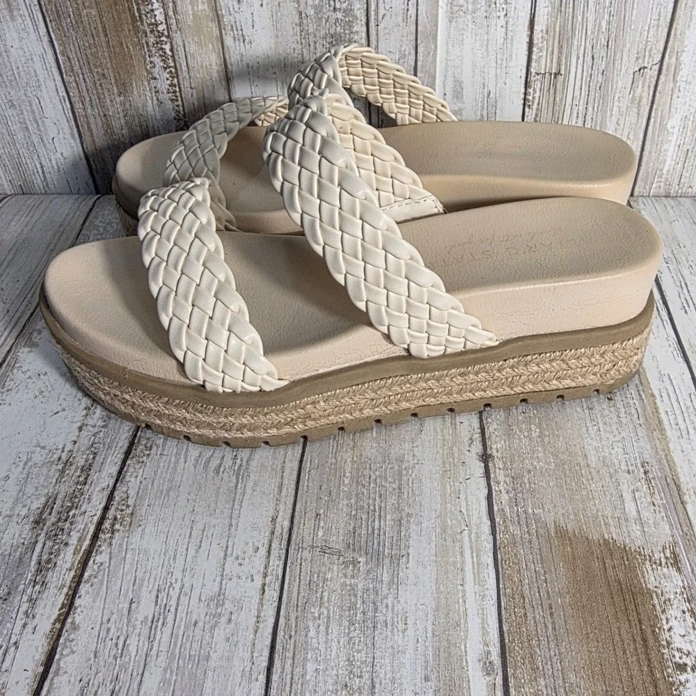Altar State Beige Woven Platform Espadrille Wedge Sandals Women's Size 7